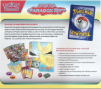 Pokémon TCG: Scarlet & Violet-Paradox Rift Elite Trainer Box parte posterior de la caja