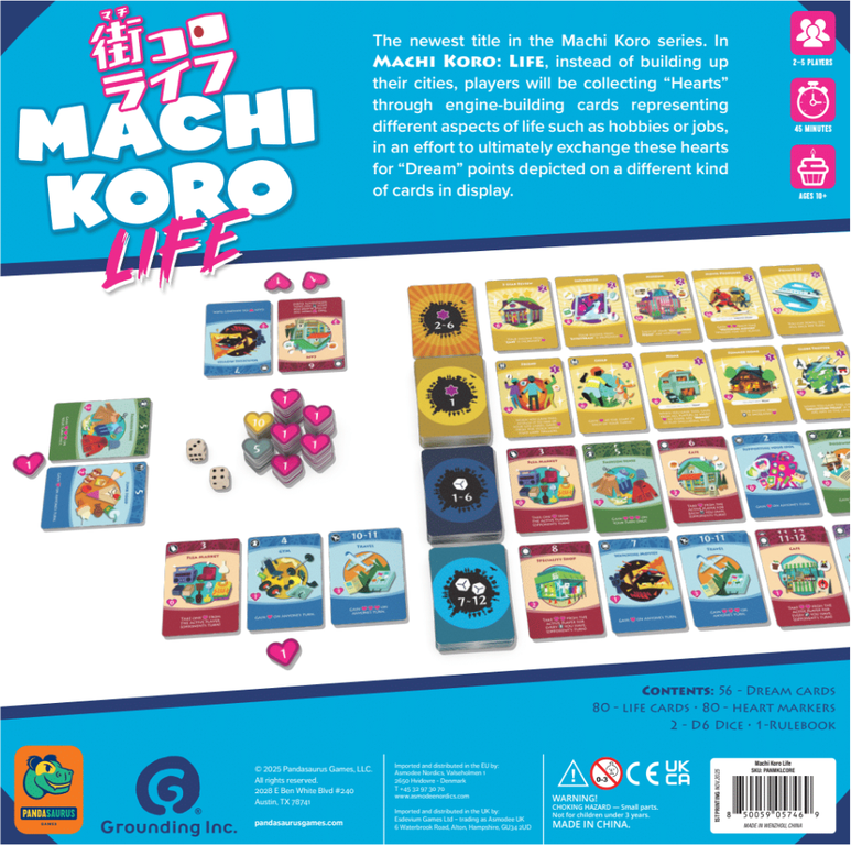Machi Koro: Life back of the box