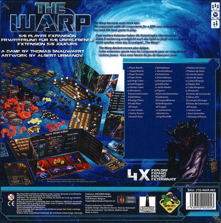 The Warp: 5/6 Player Expansion parte posterior de la caja