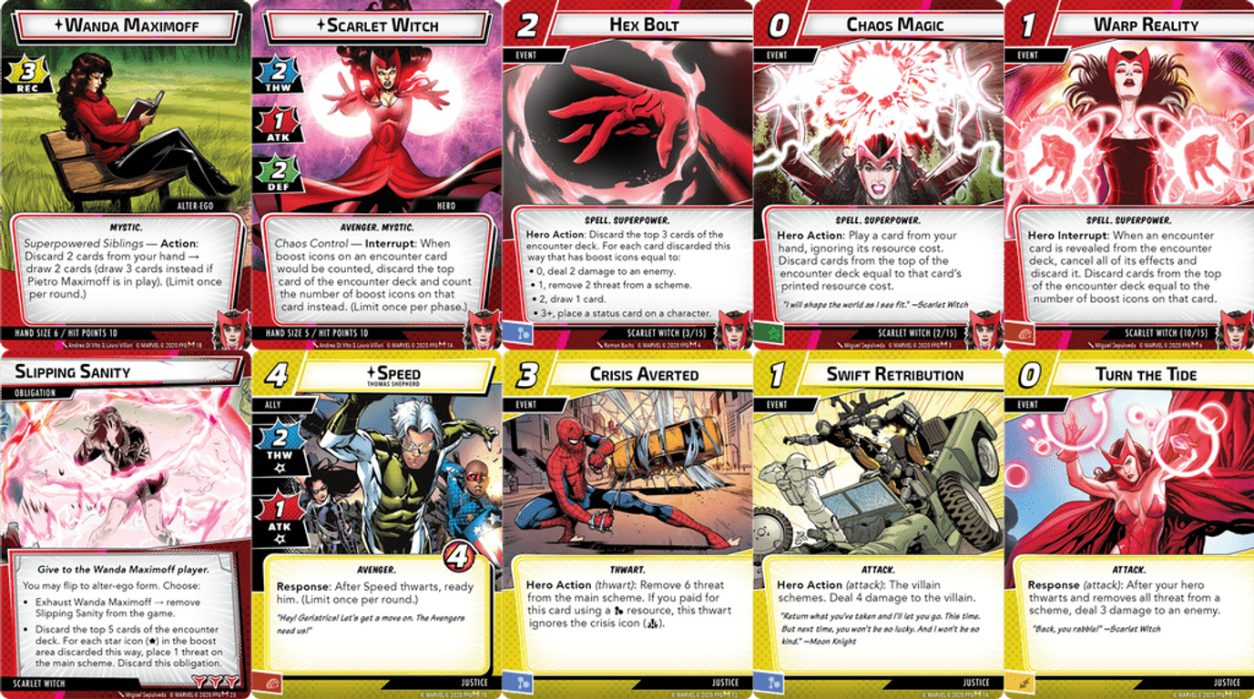 Marvel Champions: The Card Game – Scarlet Witch Hero Pack cards