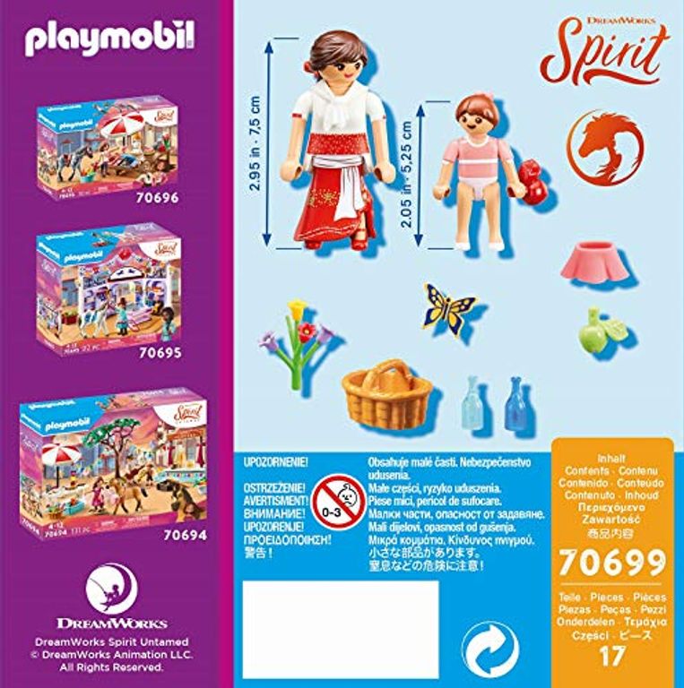 Playmobil® Spirit Riding Free Young Lucky Mum Milagro back of the box