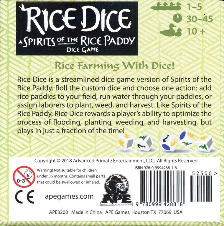 Rice Dice back of the box