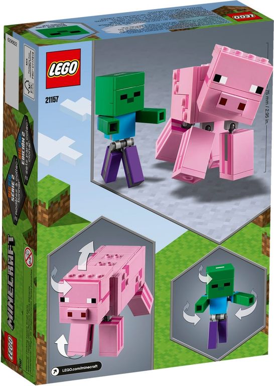 LEGO® Minecraft BigFig: Cerdo con Bebé Zombi parte posterior de la caja