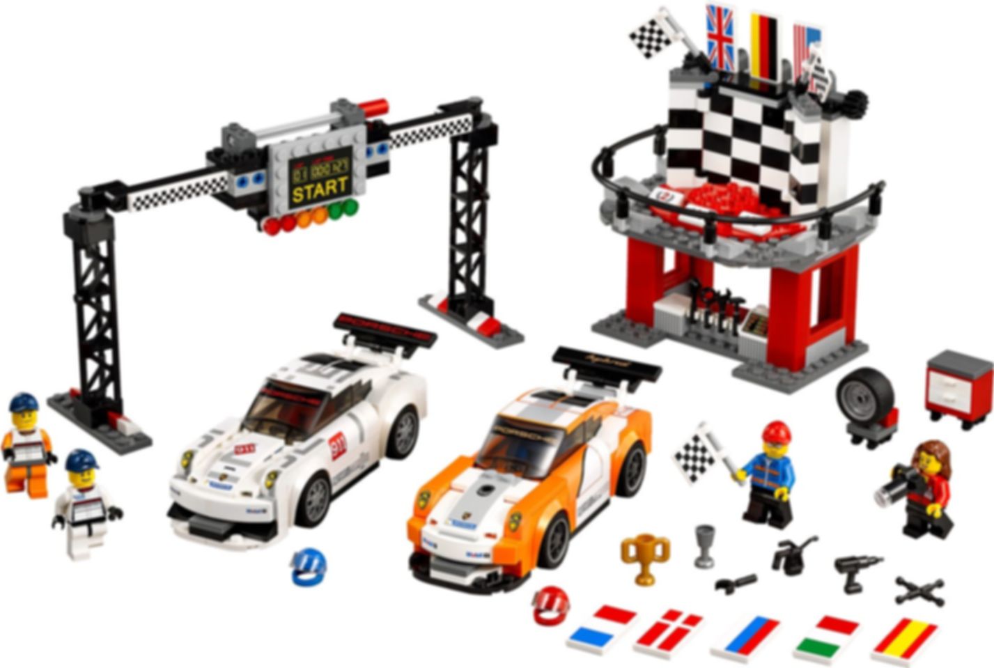 LEGO® Speed Champions La ligne d'arrivée de la Porsche 911 GT composants