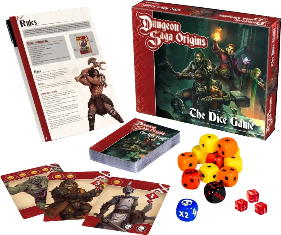 Dungeon Saga Origins: The Dice Game composants