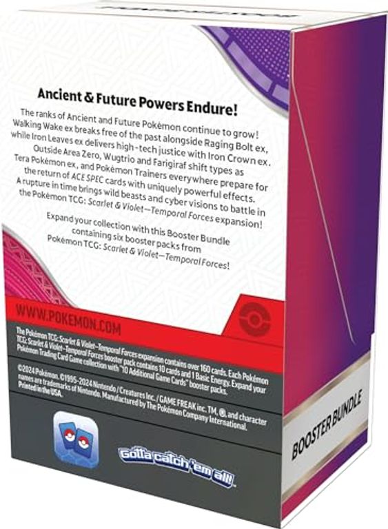 Pokémon TCG: Scarlet & Violet-Temporal Forces Booster Bundle (6 Packs) achterkant van de doos