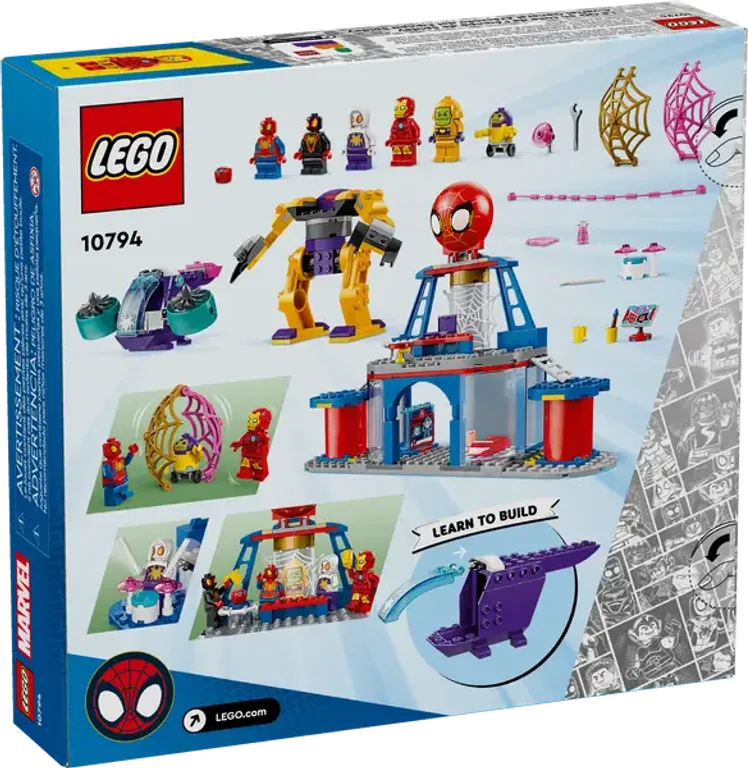 LEGO® Marvel Team Spidey Web Spinner Headquarters back of the box
