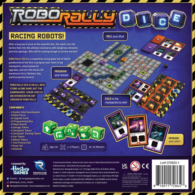 Robo Rally Dice parte posterior de la caja