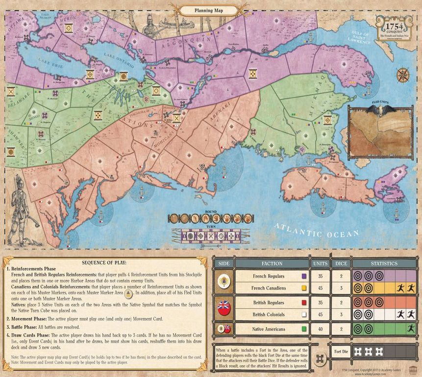1754: Conquest – The French and Indian War game board