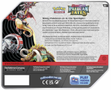 Pokémon TCG: Scarlet & Violet-Paldean Fates Tin (Shiny Great Tusk ex) parte posterior de la caja