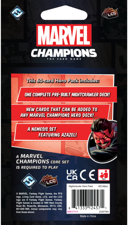 Marvel Champions: The Card Game – Nightcrawler Hero Pack back of the box