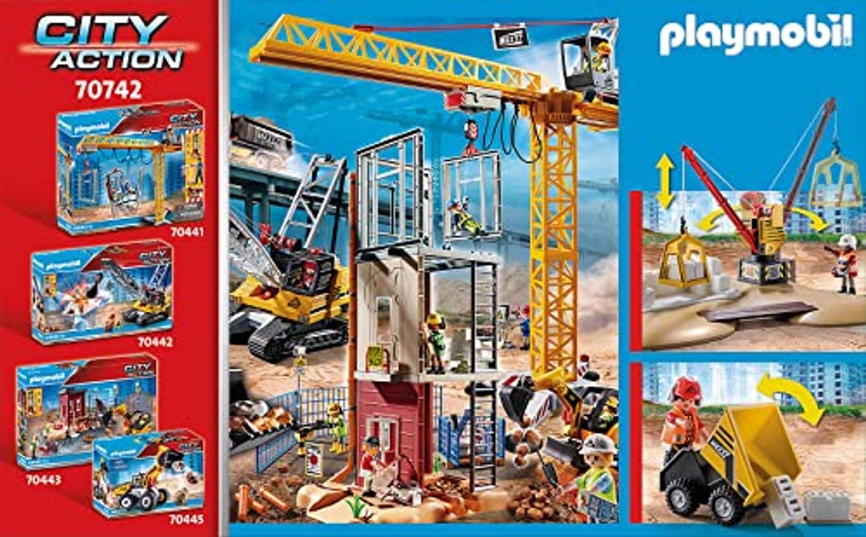 Playmobil® City Action Construction Site with Flatbed Truck back of the box