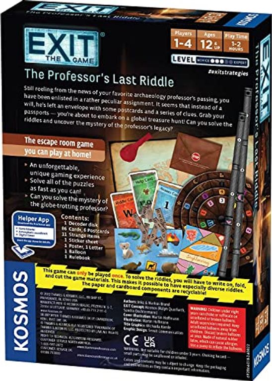 Exit: The Game – The Professor's Last Riddle back of the box