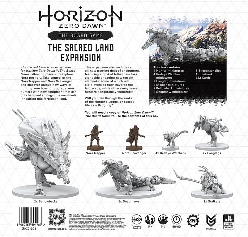 Horizon Zero Dawn: The Board Game – Sacred Land back of the box