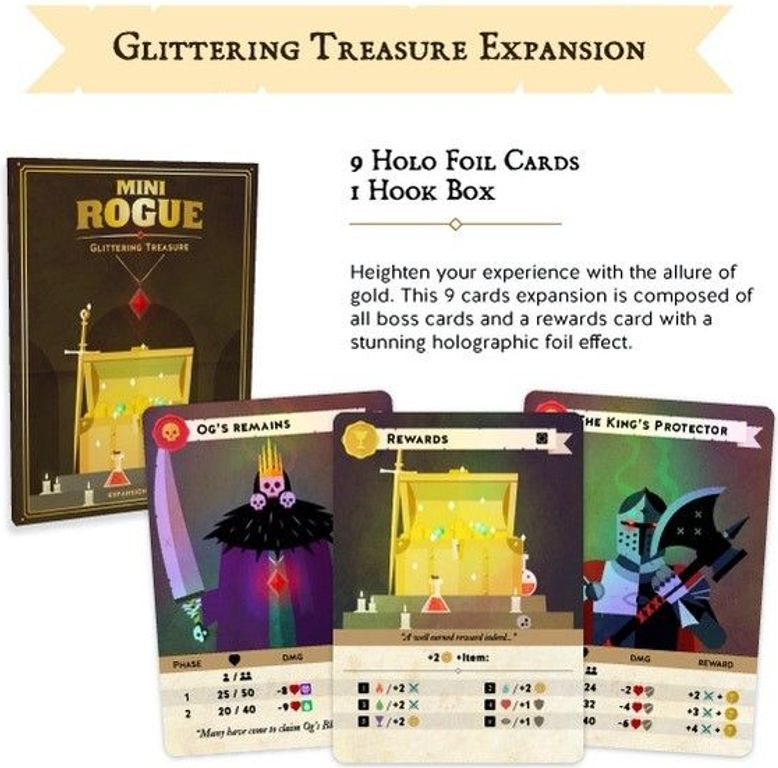 Mini Rogue: Glittering Treasure components