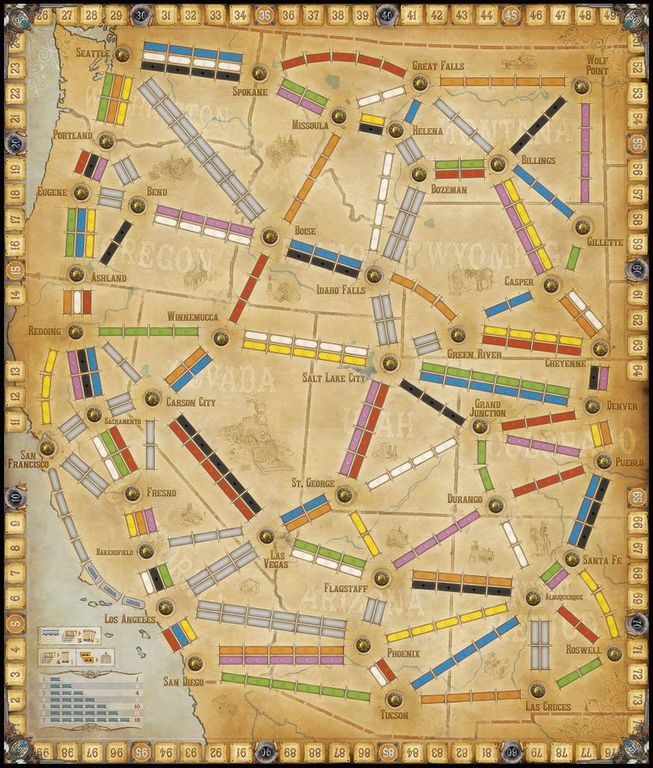 Ticket to Ride Map Collection: Volume 6 - France & Old West game board