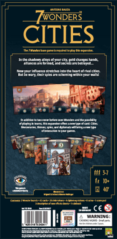7 Wonders (Second Edition): Cities back of the box