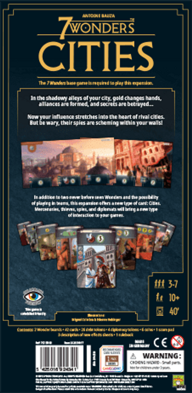 7 Wonders (Second Edition): Cities parte posterior de la caja