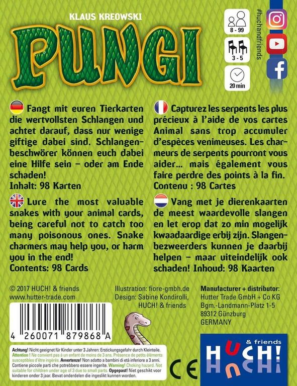 Pungi achterkant van de doos