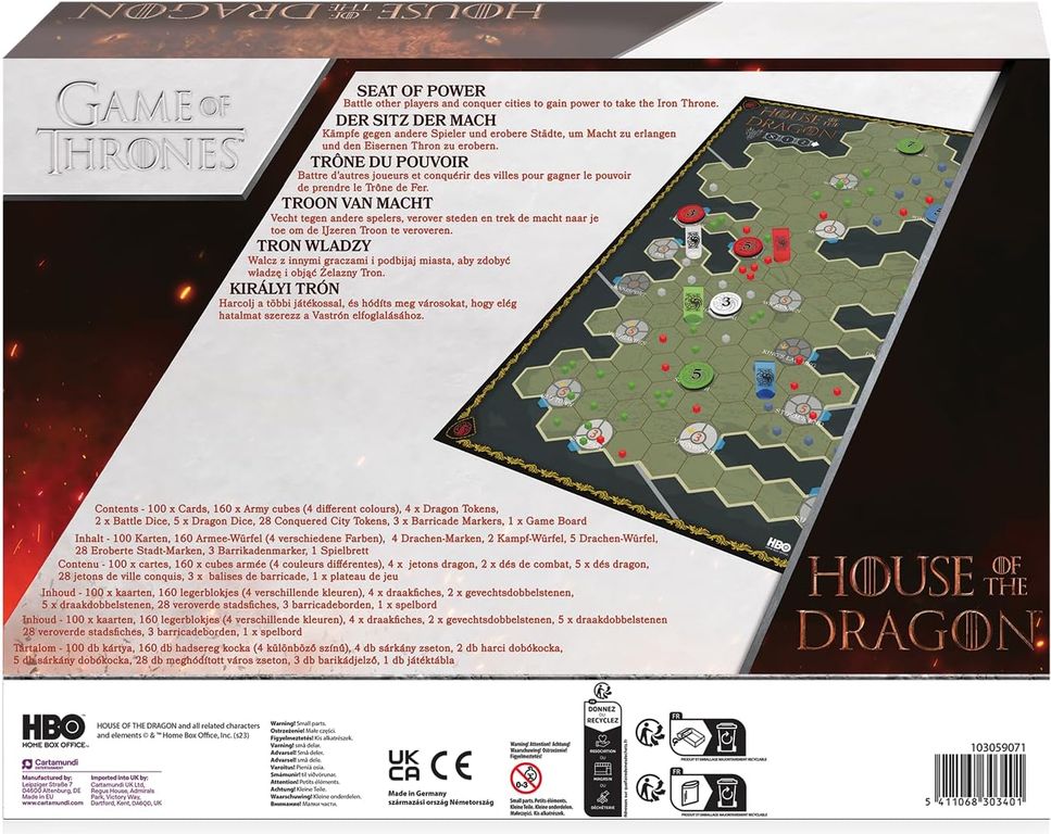 House of the Dragon: Seat of Power achterkant van de doos