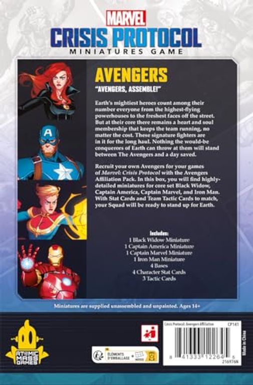 Marvel: Crisis Protocol – Avengers Affiliation Pack back of the box