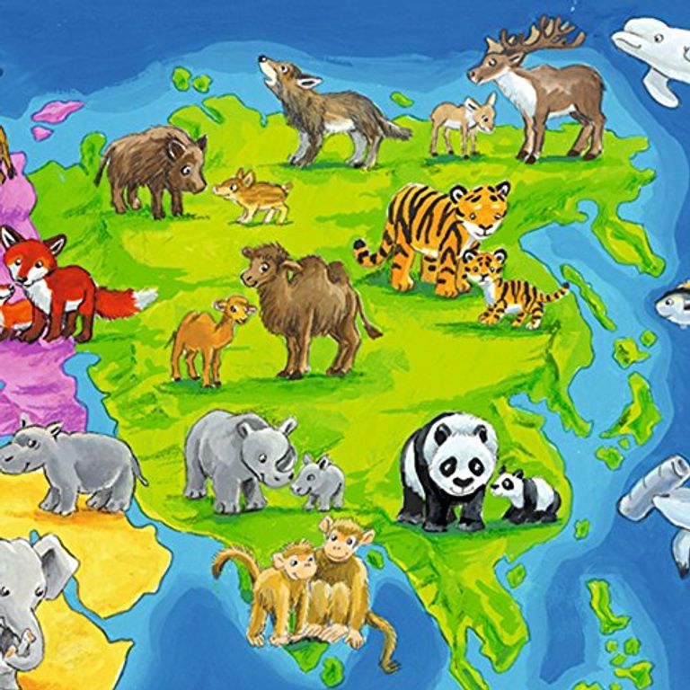 World map with animals