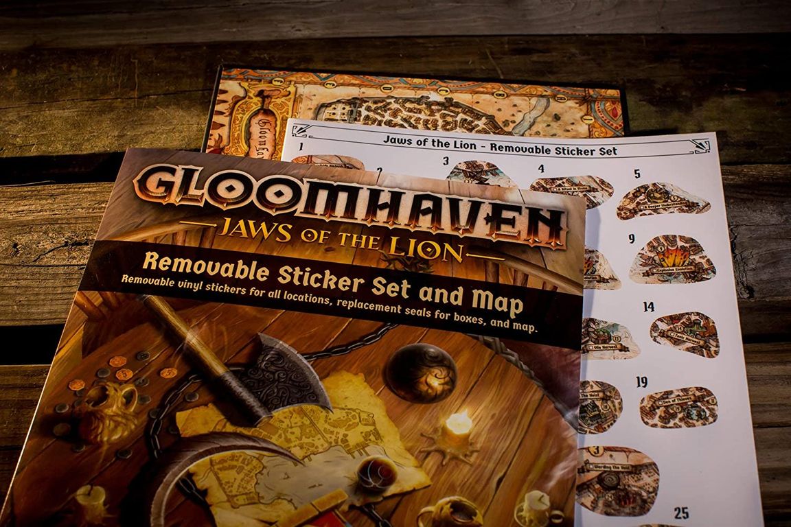 Gloomhaven Jaws of the Lion Removable Sticker Set components