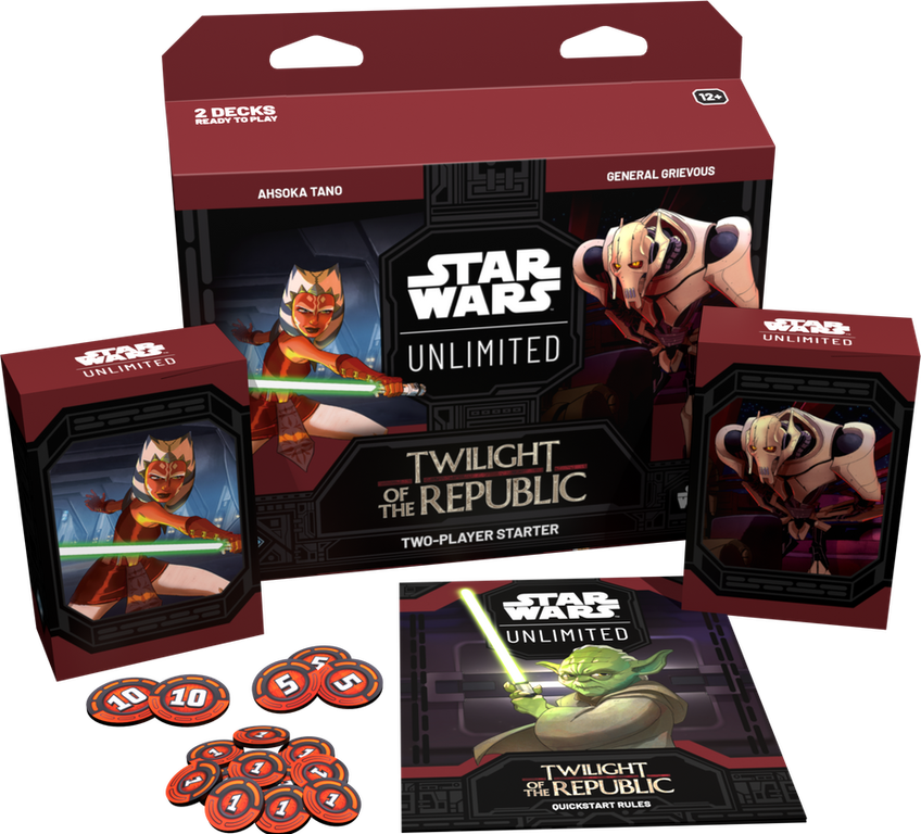 Star Wars: Unlimited - Twilight of the Republic Two-Player Starter components