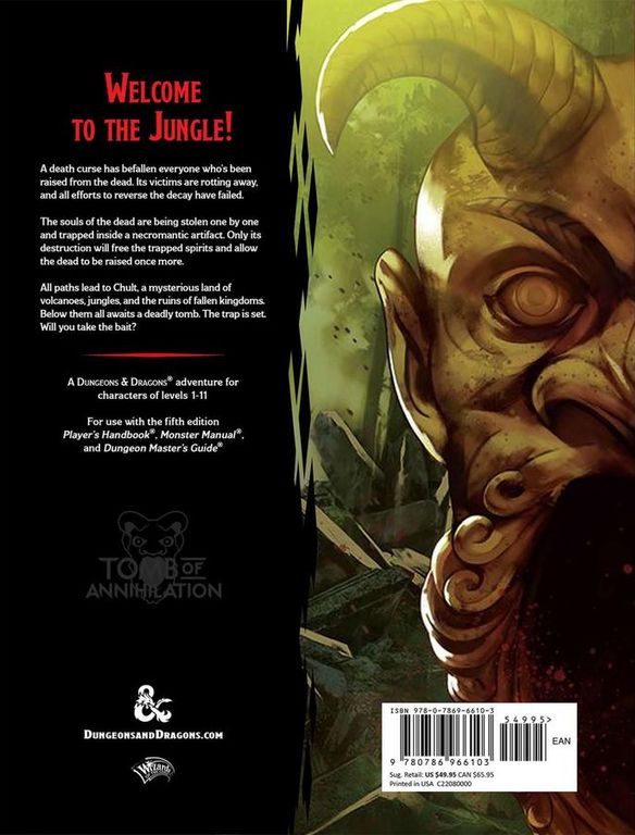 Tomb of Annihilation parte posterior de la caja