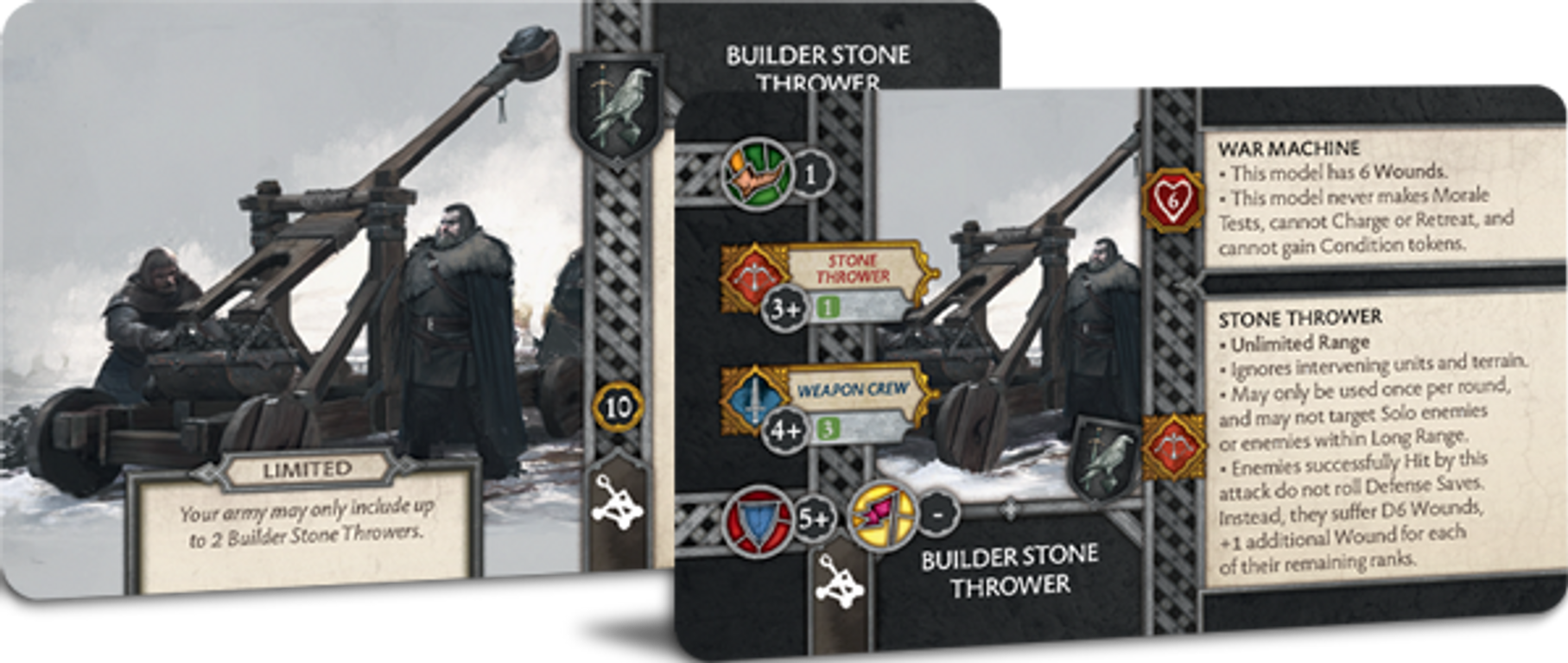 A Song of Ice & Fire: Tabletop Miniatures Game – Builder Stone Thrower cartes