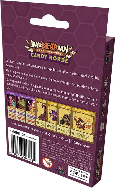 BarBEARian Battlegrounds: Candy Horde back of the box