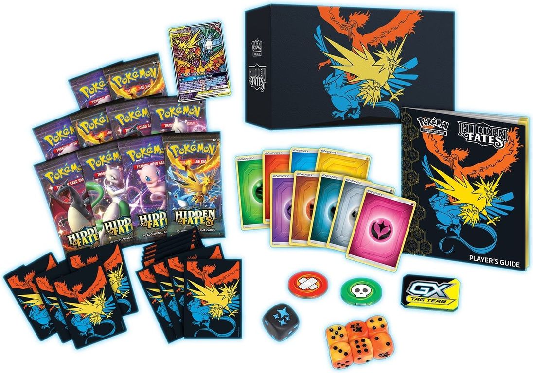 Pokémon TCG: Hidden Fates Elite Trainer Box components