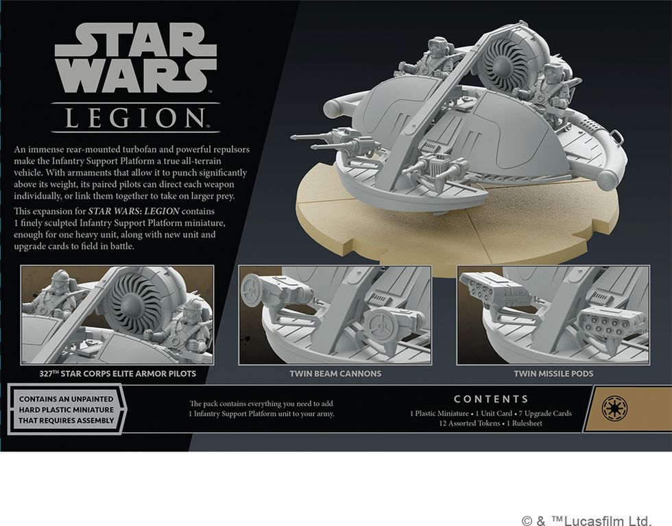 Star Wars: Legion – Infantry Support Platform Unit Expansion parte posterior de la caja