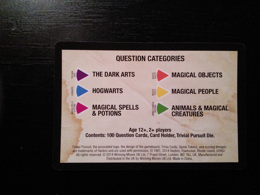 Trivial Pursuit: World of Harry Potter cards