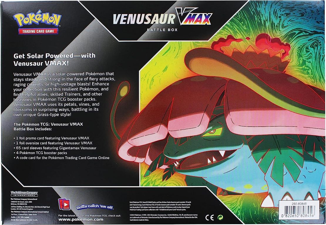 Pokémon TCG: Venusaur VMAX Battle Box back of the box