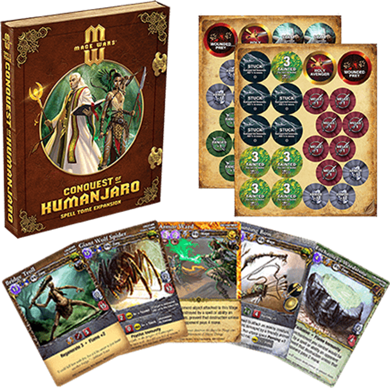 Mage Wars: Conquest of Kumanjaro – Spell Tome Expansion componenten