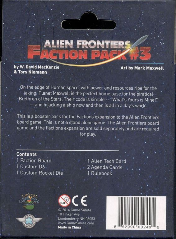 Alien Frontiers: Faction Pack #3 rückseite der box