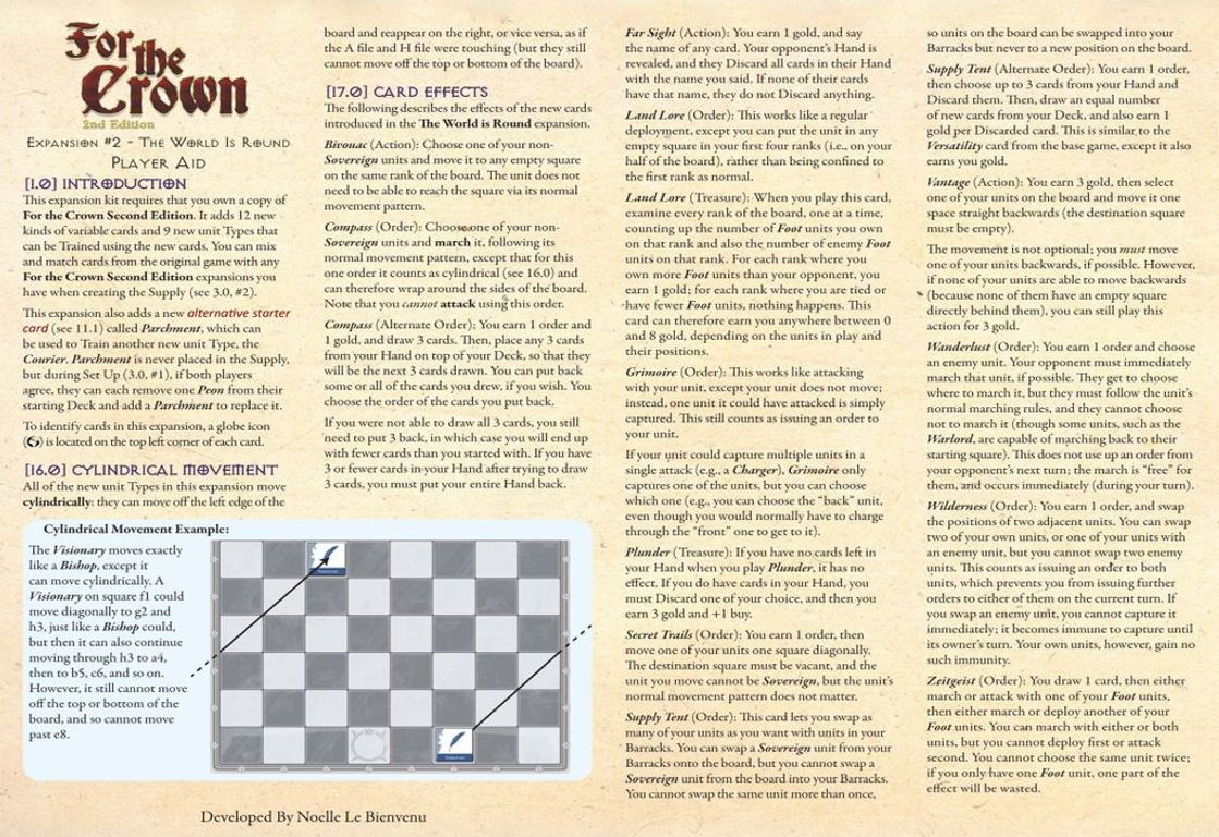 For the Crown (Second Edition): Expansion #2 – The World is Round manual