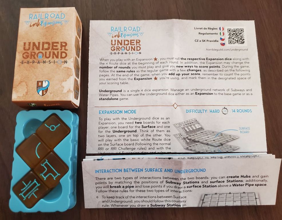 Railroad Ink Challenge: Underground Expansion Board Game - Add Subway & Water Pipes Dice