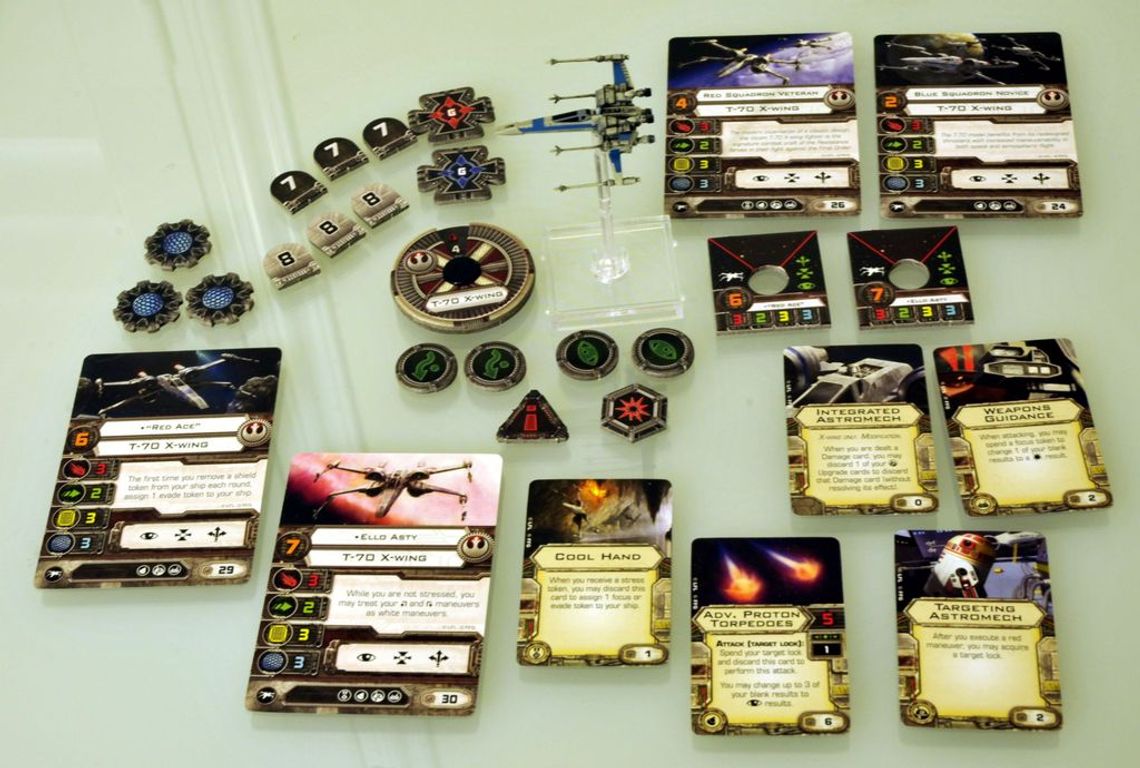 Star Wars X-Wing: El juego de miniaturas - T-70 Ala-X Pack de Expansión partes