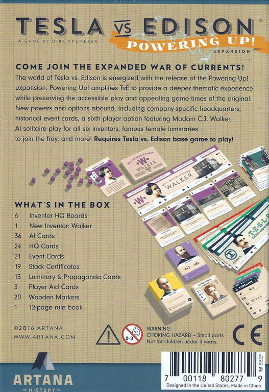 Tesla vs. Edison: Powering Up! parte posterior de la caja