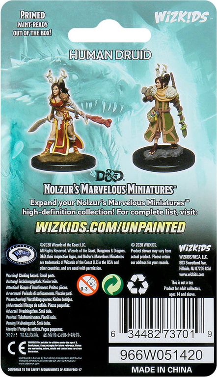 D&D Nolzur's Marvelous Miniatures - Female Human Druid rückseite der box