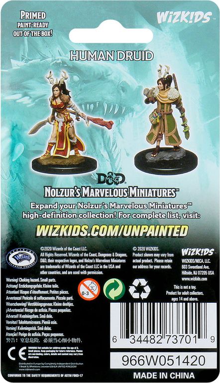 D&D Nolzur's Marvelous Miniatures - Female Human Druid parte posterior de la caja