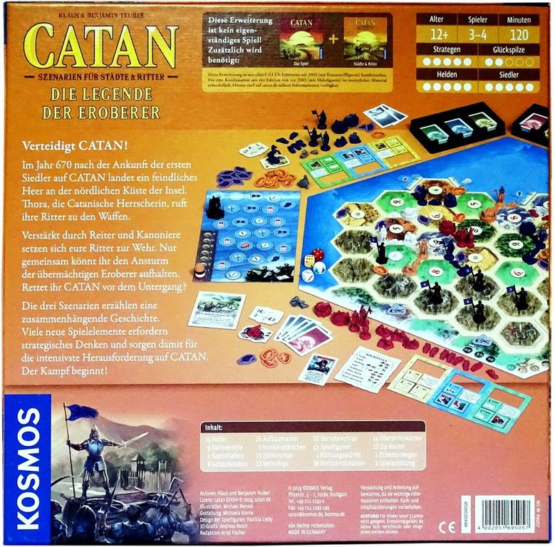 Catan: Szenarien für Städte & Ritter – Die Legende der Eroberer rückseite der box