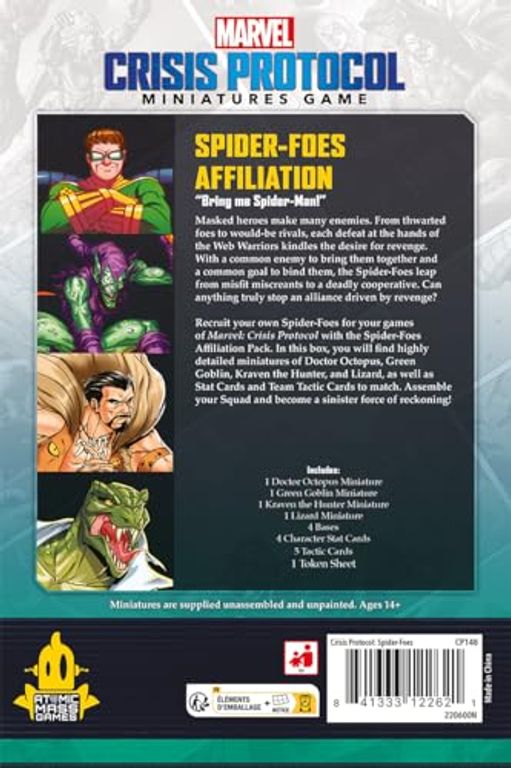 Marvel: Crisis Protocol – Spider-Foes Affiliation Pack back of the box