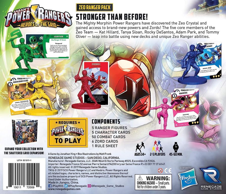 Power Rangers: Heroes of the Grid – Zeo Rangers Pack back of the box