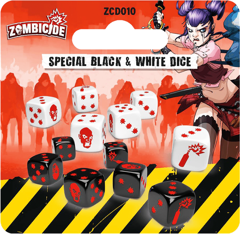 Zombicide (2nd Edition): Special black & white dice rückseite der box