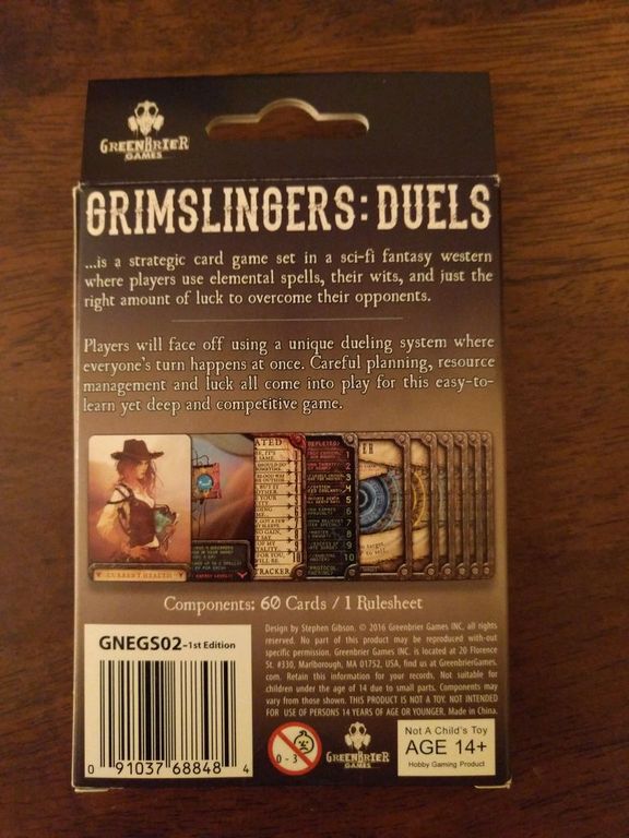 Grimslingers: Duels back of the box