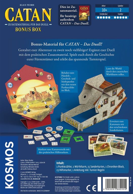 CATAN: Zusatzmaterial für Das Duell – Bonus Box parte posterior de la caja