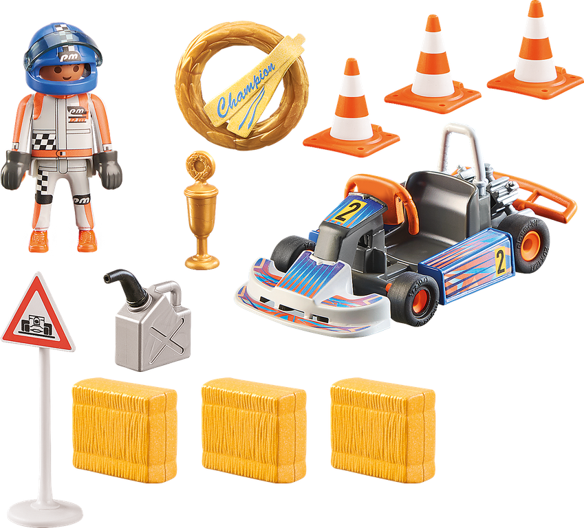Playmobil® Sports & Action Go-Kart Racer Gift Set components
